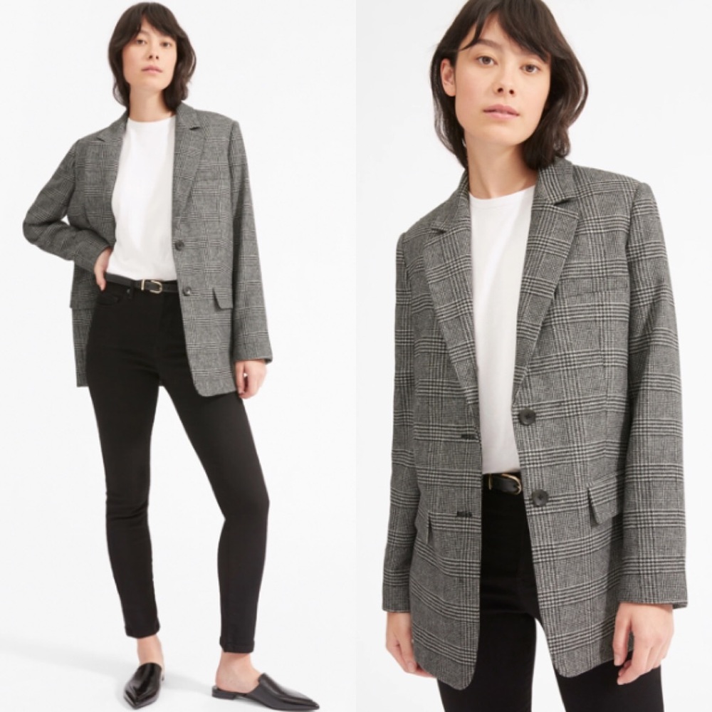 Everlane Oversize Blazer Glen Plaid Microplaid Houndstooth 10